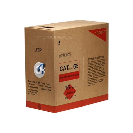 UPC: 0844660008804 | Monoprice Cat5e Ethernet Bulk Cable – Network Internet Cord – Solid  350Mhz  UTP  CMR  Riser Rated  Pure Bare Copper Wire  24AWG  1000ft  Blue