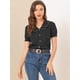 thumbnail image 3 of Camiseta De Manga Corta Con Cuello Peter Pan Y Lunares Vintage Para Mujer Negro S, 3 of 6