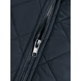 thumbnail image 6 of MODA NOVA Junior's Zip up Front Stand Collar Slant Pockets Quilted Padded Vest L Dark Blue, 6 of 7