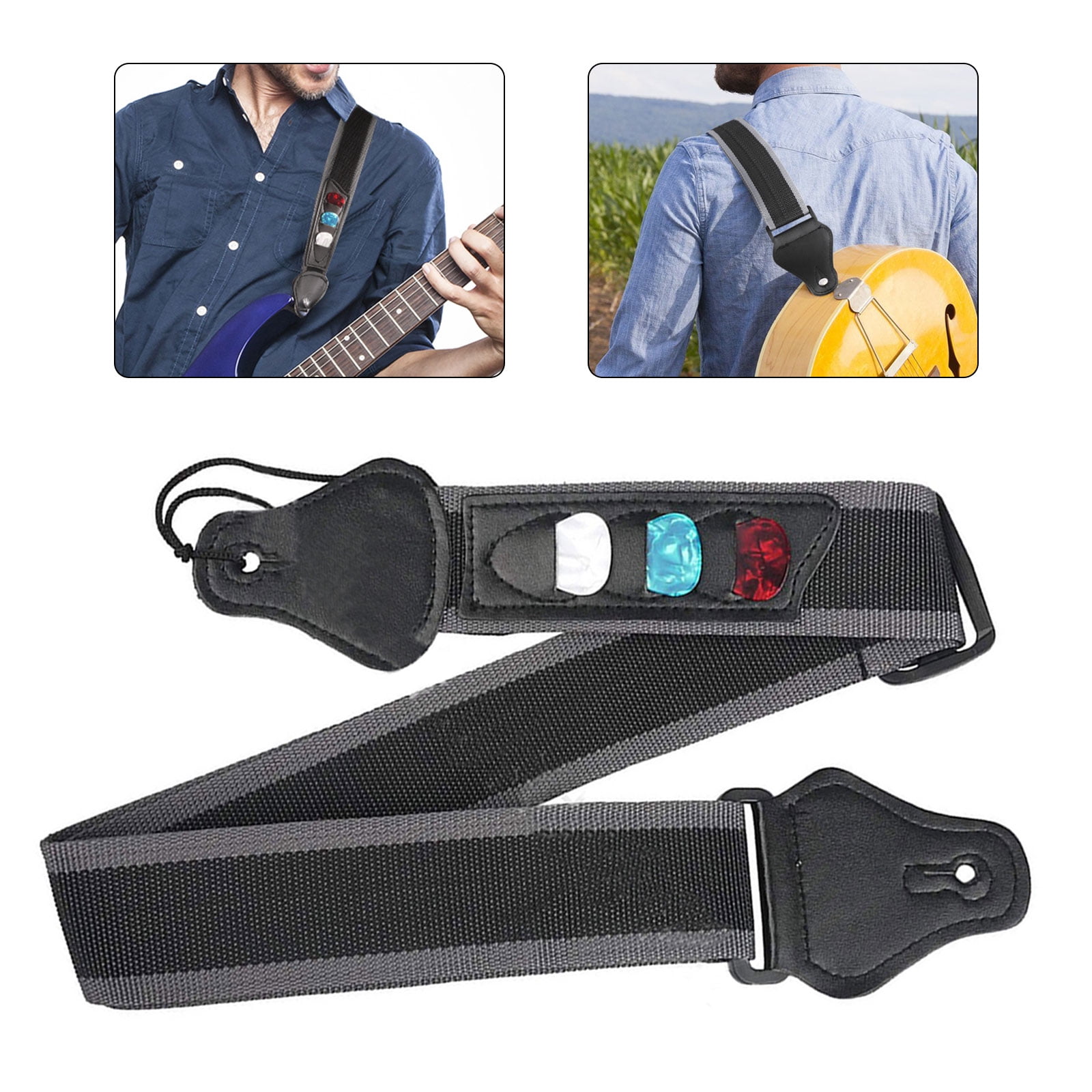 IVU Creator Smart 3-in-1 guitar strap locks guitar strap blocks guitar pick holder with non-slip picks and cable hook 