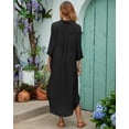 thumbnail image 3 of Vestido largo de playa con cuello en V con cuello en V, color negro, 3 of 7