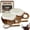 2pcs Set, variant on Coconut Mug Cup with Spoon 8/15oz Ceramic Coconut Shell Coffee Cup Bowl with Comfortable Grip Cute Brown Handcrafted Novelty Water Drinking Drinkware for Tea Oatmeal Milk Hot Chocolate