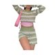 thumbnail image 4 of Txlixc Traje de 2 piezas para mujeres con mangas tejidas con cuello redondo hueco Txlixc moda, 4 of 6