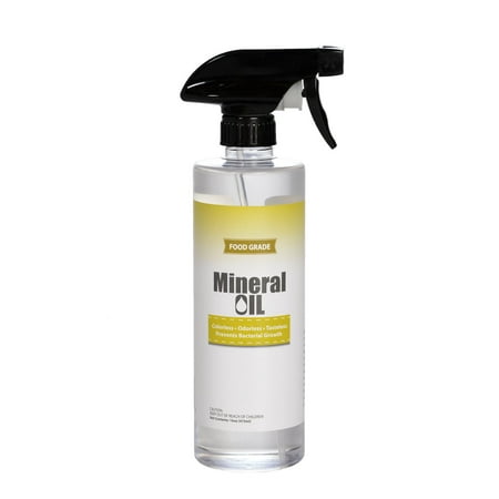 Premium 100% Pure Food Grade Mineral Oil USP, 16oz Spray Bottle, NSF