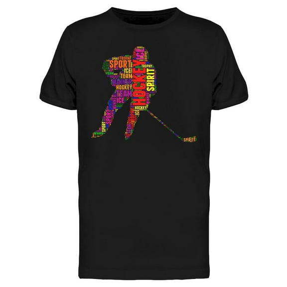 Colored Hockey Player And Words T-Shirt Men -Image by Shutterstock, Male Large