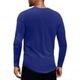 thumbnail image 4 of Mens Henley T-Shirts Long Sleeve Pullover Shirt Casual Heavyweight Button Shirts Basic Tees Blue 3XL, 4 of 5