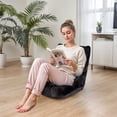thumbnail image 3 of ZENY 14-Level Adjustable Folding Floor Chair, Reclining Lazy Sofa Chair with Padded Cushion, Gaming Lounge Chair for Living Room, Bedroom and Reading, Black, 3 of 8