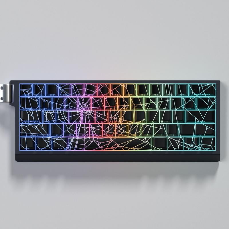 64/74Key Translucents Keycaps Spiders Web Side Print Backlit Shine Through Keycaps for 60 80 61/64/68/75/87 Keyboards