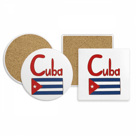 

Cuba National Flag Red Blue Pattern Coaster Cup Mug Holder Absorbent Stone Cork Base Set