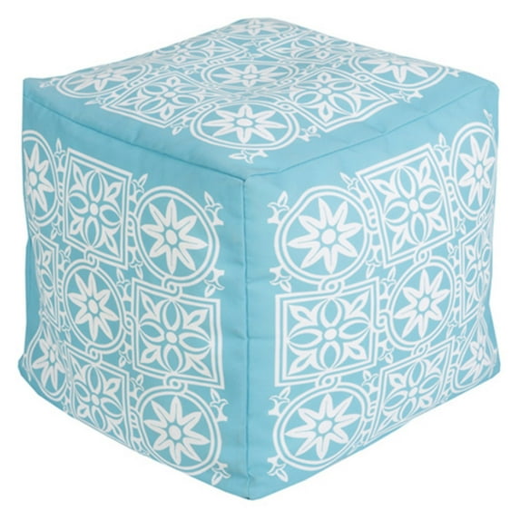 Surya 18 x 18 in. Outdoor Floral Pouf