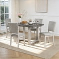 thumbnail image 6 of 48Inch Kitchen Table 5-Piece Solid Wood Rectangular Dining Room Set with 4 Upholstered Chairs for Kitchen & Dining Room, Gray, 6 of 11