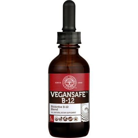 VeganSafe B-12 - Organic Liquid Vegan Vitamin B12 Methylcobalamin Adenosylcobalamin Supplement by Global Healing Center - Great Tasting Drops for Faster & Better Absorption (2 (Best Organic E Liquid 2019)