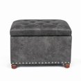thumbnail image 5 of Homebeez 18" Leather Storage Ottoman Upholstered Footstool Bench for Bedroom Hallway, Gray, 5 of 6