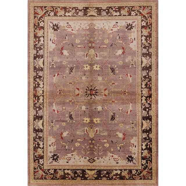 Ahgly Company Machine Washable Indoor Rectangle Industrial Modern Tangerine Pink Area Rugs, 7' x 10'