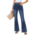 thumbnail image 2 of Wutalume Low Rise Jeans for Women Wide Leg Straight Cut, Stretch Denim with Pockets, Loose Fit Comfort for Casual Wear,Dark Blue M, 2 of 7