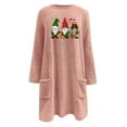 thumbnail image 5 of Lovskoo Fuzzy Fleece Pullover Tops for Women Winter Warm Printed Long Sleeve with Pocket Crewneck Solid Color Warm Top Pink, 5 of 6