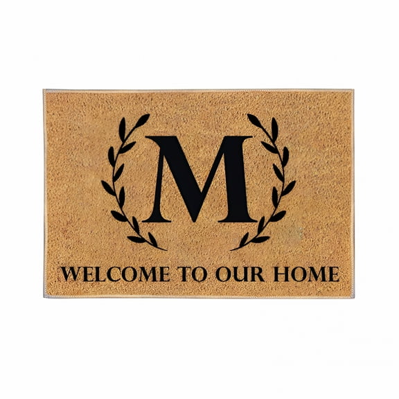 DERONA 23.6" X 15.7" Personalized Welcome Door Mat Outdoor Entrance Home, Customizable Door Mat Outside Entrance Front Door Mat, Initial Alphabet Back Door Mat Outdoor All Weather Floor Mat