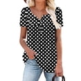 thumbnail image 5 of Palato Women's Plus Size Tops,Women's Summer Tunic Round Neck Printed T-Shirts Casual Short Sleeve Blouse Pleated Tops With Ruffle Hem, 5 of 8