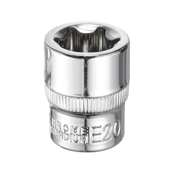 Uxcell E-Torx Socket 3/8" Drive E20 Star Socket 1.1" Length 6 Point Spline Sleeve