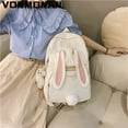thumbnail image 3 of Women Cute Backpack Purses Designer Nylon Waterproof Schoolbag for Teen Girls Large Capacity Rucksack Cartoon Rabbit Mochila White Only Bag, 3 of 6