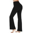 thumbnail image 7 of Wyobmus High Waist Flare Leggings With Phone Pocket for Women Tummy Control Bell Bootcut Leggingscozy Elastic Waist Workout Sports Running Yoga Pants S-5X C-Black, 7 of 7