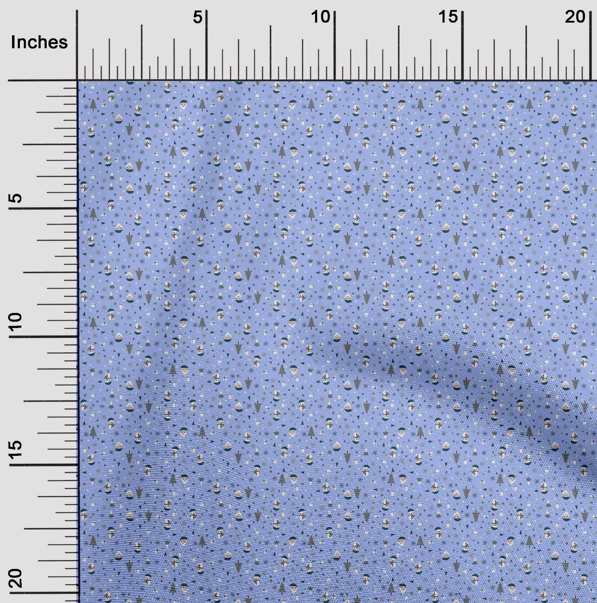 oneOone Cotton Silk Medium Blue Fabric Christmas Diy Clothing Quilting Fabric Print Fabric By Yard 42 Inch Wide