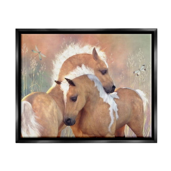 Stupell Industries Summer Dreams Horses Animals & Insects Painting Black Floater Framed Canvas Art Print Wall Art, 21 x 17