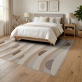 thumbnail image 3 of ODIKA 6'x9' Cream Beige Seaglass Waves and Circles Washable Area Rug Handwoven Modern Motif for Queen Size Bedroom, Under Bed, Master Suite, Easy Care, Non-Shedding, 3 of 7