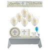 Gold Radiant Cross Baptism 16 Guest Party Pack With Balloons