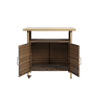 thumbnail image 5 of Lisonu Light Brown Wicker Bar Cart with Glass Top, Rolling Outdoor Beverage Cart with Wheels for Patio, Garden, Poolside Parties, 5 of 8