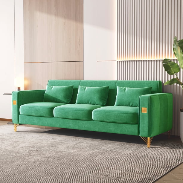 VidaXL Dark Green Velvet 3-Piece Sofa Set - 2-Seater, 3-Seater & Chair, Plywood/Metal Frame