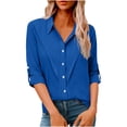 thumbnail image 3 of QNANSPI Long Sleeve Shirts for Women, Womens Casual Blouses, Women's Solid Color Long Sleeve Button Down Collar Blouse Casual Daily Button Detail, 3 of 7