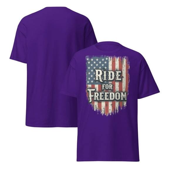 Unisex classic tee graphic design with American flag a New York typography USA  (Purple, S)