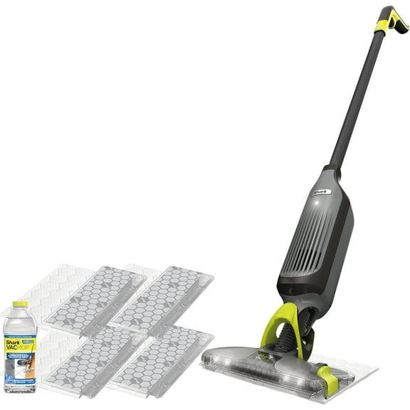 Cordless Hard Floor Cleaner Vacuum and Spray Mop with Powerful Suction Lightweight LED Headlights Gray Includes 4 Disposable Pads 12 oz Cleaning Solution