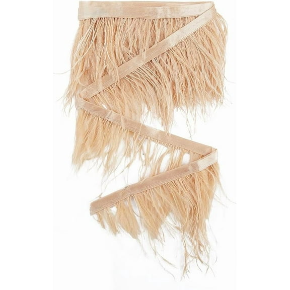2.2 Yards Ostrich Feather Trim Fringe Craft 3-4 Inch Plumes Feathers with Satin Ribbon Tape Ornament Accessories for DIY Dress Sewing Clothes Accessories Costumes Decoration Coconut Brown Brown