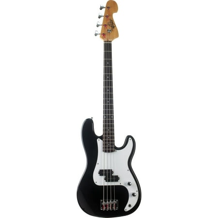 Oscar Schmidt 3/4 Size Black Electric Bass, Solid Wood Body, Split Pickup,