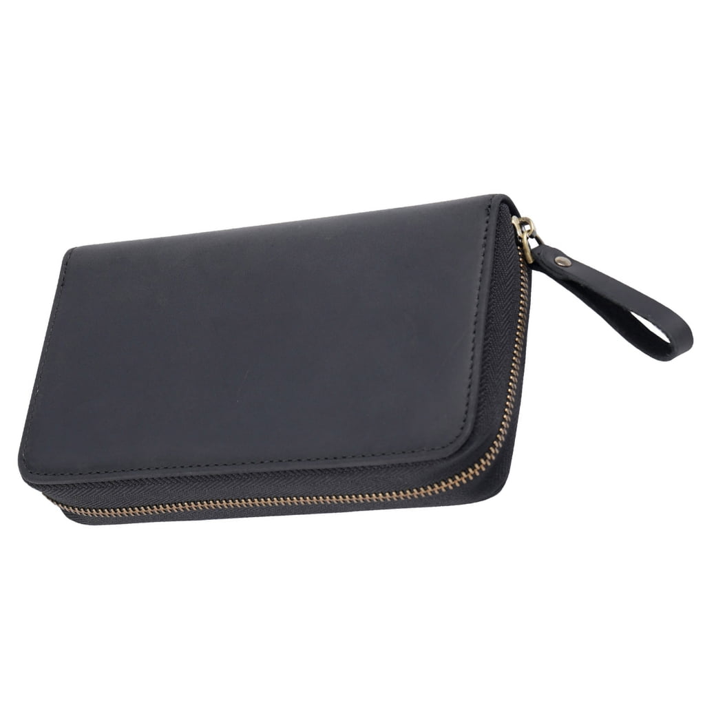 Traditional Fashion Genuine Cattlehide Pencil Case With Multiple Compartment Thin Plan For Students