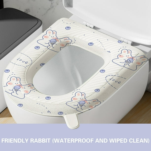 RKSTN Bathroom Soft Thicker Seat Cover, Warmer Cloth Toilet Seat Stretchable Washable Covers Pads