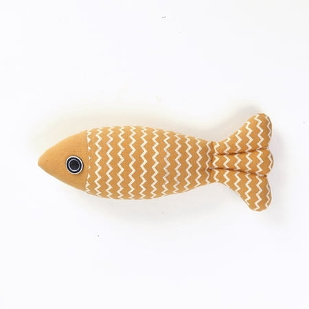 Bite-resistant Linen Material Play Fish Pillow Interactive Kitty Cat Throw Toys Cat Supplies Pet Accessories Chew Training Toy YELLOW
