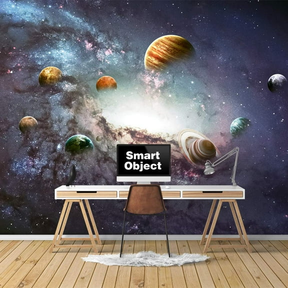 IDEA4WALL 6pcs Planets of Solar System Peel and Stick Wallpaper Removable Wall Murals Large Wall Stickers for Home Decoration, 100"x24"