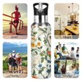thumbnail image 7 of Yayeee 20oz Insulated Water Bottle Double Wall Stainless Steel with Flip Straw Lid, Light Green Floral Pattern, 7 of 7