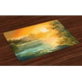 thumbnail image 1 of Ambesonne Autumn Place Mats Set of 4, Retro Lake Scenery Art, Standard Size, Green Orange Blue, 1 of 4