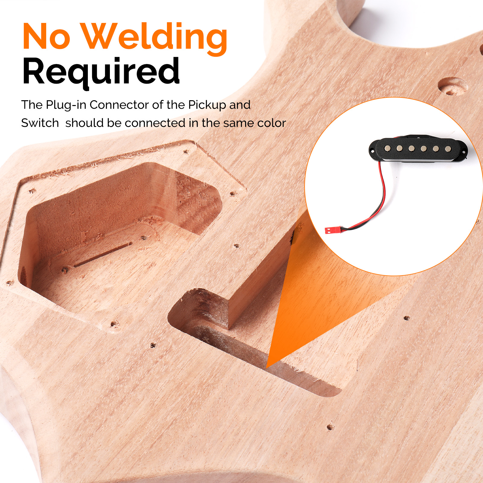 GLARRY DIY Electric Guitar Kit, 6 Strings, Mahogany Wood Body, Maple Neck, Beginner, All Components Included, Build Your Own Guitar (GST)