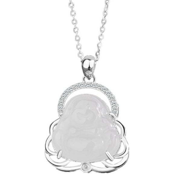 14K Gold over S925 Natural Jade Maitreya Buddha Necklace, Vintage Peace Pendant, Elegant Jade Jewelry Gift for Wife's Serenity