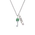 thumbnail image 2 of Delight Jewelry Silvertone Translucent Green Lucky Four Leaf Clover Key Silvertone Best Friends Forever Bar Charm Necklace, 23", 2 of 4