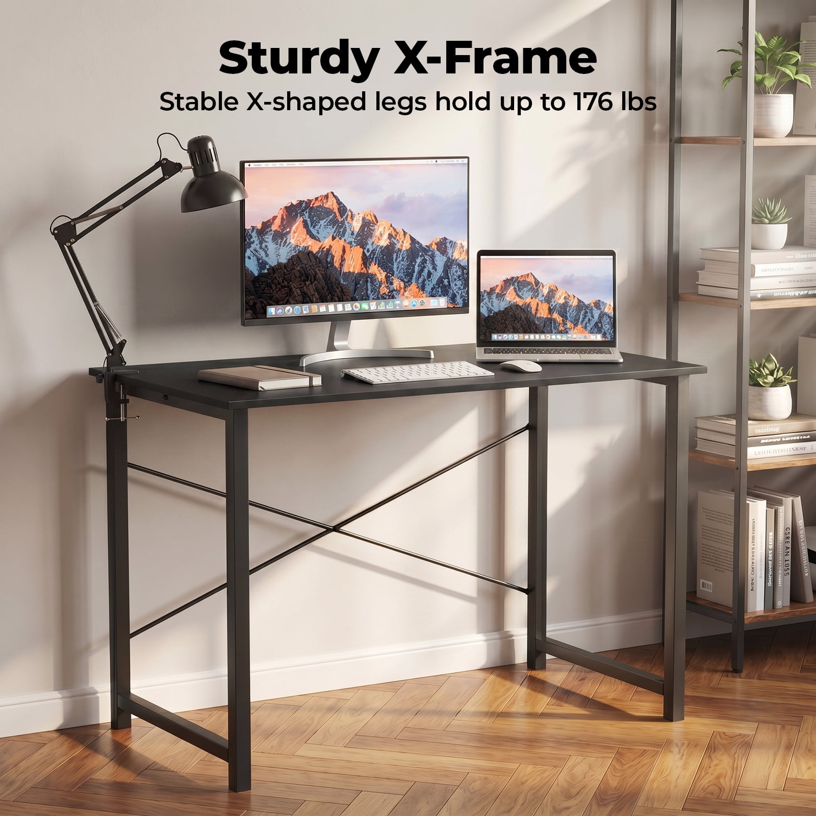 Alvantor Computer Desk 40 Inch, Modern Writing Desk for Home Office with Storage Bag & Hook, Small Office Desk for Small Spaces