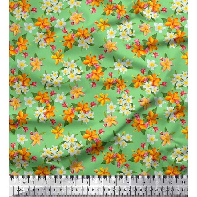 Soimoi Velvet Fabric Leaves & Flower Floral Decor Fabric Printed Yard 58 Inch Wide