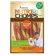 NutriChomps Rawhide-Free Twists Dog Chews - Case of 12 Chicken/Peanut Butter/Milk Flavors 5-inch