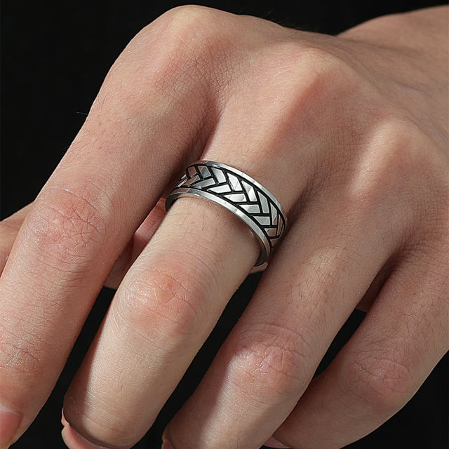 New Vintage 8mm Black Pattern Ring For Men and Women JRV3049S 8