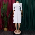 thumbnail image 4 of AURA Plus Size Women Pleated High Waist Midi Dress Half Turtleneck Button Elegant Autumn Dress, 4 of 8